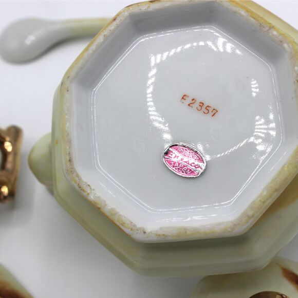 Vintage Porcelain Sugar Creamer Set Enesco Japan Porcelain Fall Fruit Design - Picture 3 of 8